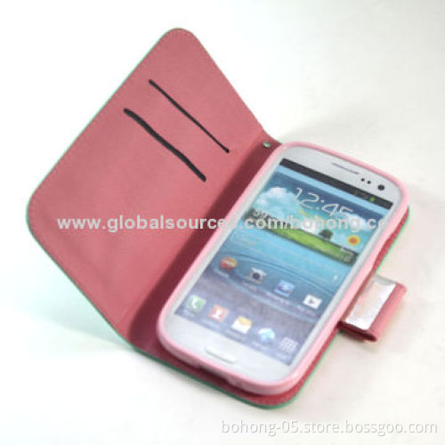 Grain Color-match TPU Folio Case for Samsung Galaxy S3, Different Colors Available